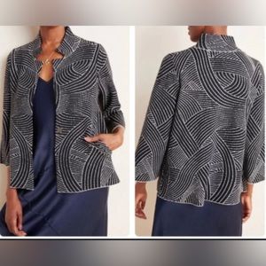 Anthropologie Pietra Abstract Print Jacquard Viscose Blend Knit Crop Jacket S